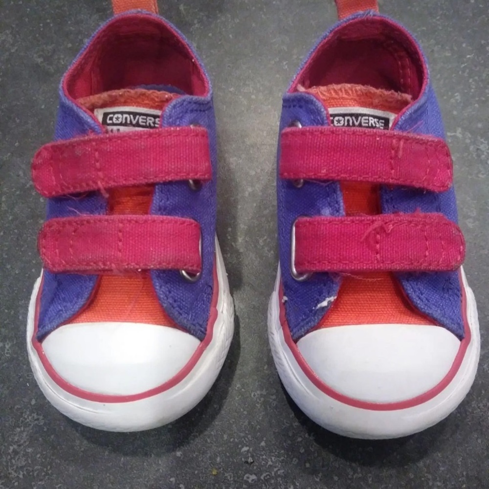 Converse purple and pink with velcro
